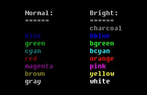 [zMUD Default Colors]